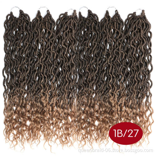Wavy Goddess Faux Locs Crochet Synthetic Braiding Hair 18 Inch Soft Curly Crochet Twist Hair Extensions Braids Dreadlocks 24Root